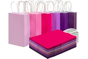 Gcardist 30PCS Medium Gift Bag 27x12x20CM with Handles Bulk Gift Bags 6 Different Pink Color Bags Multiple Uses (8x5x11Inch, Medium Size)