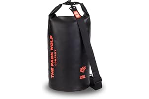The Pack Wolf Company - Waterproof Dry Bag, Waterproof Backpack with Adjustable Shoulder Strap, Durable Dry Bag for Kayaking, Rafting, Boating and More, Waterproof Bags, 20L, Black/Orange