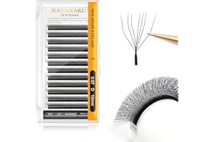 NAGARAKU 7D Volume Cils Cluster Mega Extension de Cils Mix Pré-ventilés Éventails Préfabriqués Éventails en Forme de W Eyelash Extensions de Cils Noir Mat Pré-éventés Cils (0.07mm D Curl 10mm)