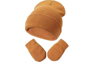 DRESHOW Toddler Beanie Invernali Berretto e Guanti Set Neonati e Neonati Caldo Cappello a Maglia Invernale con Guanti per 3 Mesi - 5 Anni Ragazze Ragazzi Bambini