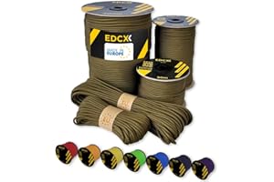 EdcX Paracord 4mm, 35+ kolorów (10 m, 15m, 30m, 50m, 100m, 300m) | Idealny do rękodzieła, majsterkowania, biwakowania | 100% nylonowa lina 4mm| Linka Taktyczna 550 Typ III