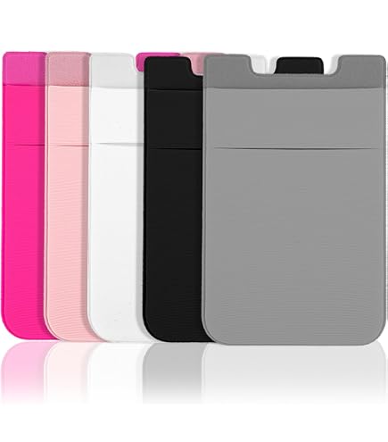 AFCJLTO 5 Porta Carte di Credito In Silicone per Smartphone, Compatibili Con Modelli di Telefono - Portafogli Pratici e Sicuri per Conservare le Tue Carte di Credito nella Custodia del Telefono