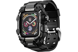 ULTIMAL Robuste Schutzhülle mit Armband für Apple Watch 44 mm 45 mm - Kompatibel mit Apple Watch Series 9/8/7/6/5/4/SE/SE2/SE3 - Militärisch geprüfte stoßfeste Schutzhülle für iWatch