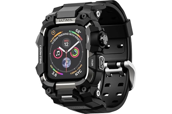 ULTIMAL robust skyddsfodral med armband för Apple Watch 49/46/45/44 mm – Kompatibel med Apple Watch Series11/10/9/8/7/6/5/4 Ultra/Ultra2/Ultra3 – militärt testat stötsäkert skyddsfodral för iWatch