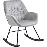 HOMCOM Fauteuil à Bascule Grand Confort accoudoirs Assise Dossier garnissage Mousse Haute densité Velours Gris