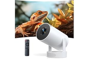 TRUNERA Smart Mini Projector with Android 11 & 6000+ Apps, 4K Decoding FHD 1080P Support, 300 ANSI, Built-in HiFi Speaker, Wi-Fi 6 & Bluetooth 5.0, 180° Rotatable Projector for Bedroom Ceiling
