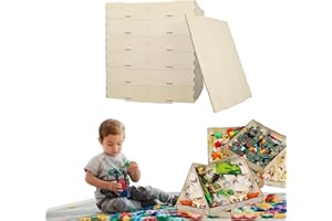 Magicrose 6 Trays Wooden Sorter Sifter Box for Lego, Storage Block Sorter Organizer,5 Different Sizes Sorter Block Sorter Sifter Brick Storage for Lego Blocks Building Block, SSB-04