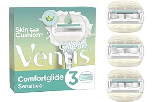 Gillette Venus ComfortGlide Pour Femmes, Lot De 3 Recharges Pour Un Rasage Manuel, Chaque Rasoir Avec Une Tête Pivotante, 5 Lames Et Des Barres Hydratantes Pour Protéger Les Peaux Sensibles