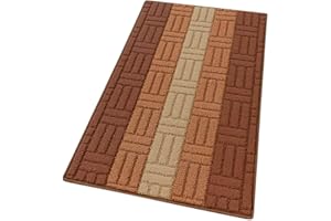 emmevi Tappeto Cucina Bordato Assorbente Tessitura 3D Varie Misure E Colori Multiuso Bagno Camera Corridoio 100% Made in Italy mod.MIA 57X290 MARRONE