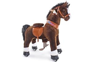 PonyCycle Modello U Pony Cavalcabile per Bambini Cavallo Giocattolo Grande (con Freno/con Suono/ 90cm Altezza/Taglia 4 per 4-7 Anni) Cavallo a Dondolo con Ruote Cavallo Cioccolato Ux421