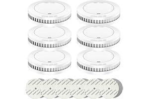 RUNIDUR Mini Detector De Humo Set Batería de 10 Años, Detector de Incendios sin Falsas Alarmas, Detector de Incendios Plano para Pegar sin Taladrar, Blanco, 6 Piezas