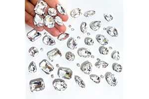 Yixinly 236 Pcs Strass a Coudre Verre, Gros Strass pour Couture avec Griffe, Strass Argenté Strass Vetement, Rhinestones Strass a Coudre, pour Vêtements DIY Artisanat, Chaussures, Sacs (Blanc)