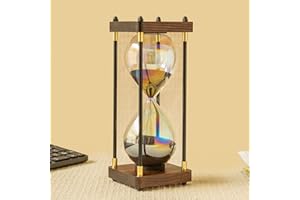 BVKOTENT Clessidra grande, 60 minuti, decorazione in vetro arcobaleno, clessidra, regalo per casa, scrivania, ufficio, decorazione di nozze (nero)