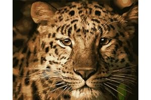 YEESAM ART Paint by Numbers for Adults, Leopard Animal 16x20 inch DIY Painting Kits for Home Wall Decor (Leopard, Without Frame)