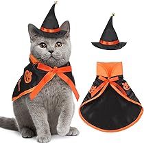 AWOCAN Halloween Kostüm Für Haustiere - Hexenhut Mit Umhang Für Katzen Und Hunde