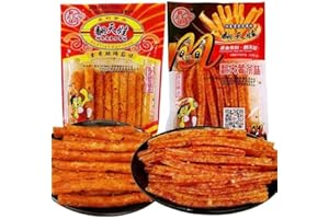 WASAILUO Spicy gluten latiao, Chinese traditional gluten, Nostalgia spicy strips, Super hot spicy stick, delicious instant classic hot&spicy flavor snack, Casual spicy snacks (2 Flavor Mix,10 pack)
