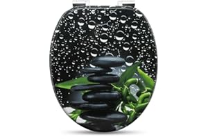 WOLTU #2 Premium WC-Sitz Toilettensitz mit Absenkautomatik, MDF Holzkern, Softclose Scharnier, Antibakteriell, Desgin Décor