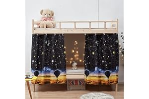 Treer Bettvorhang Hochbett Etagenbett, Blackout Vorhänge Staubdicht Betthimmel Hochbett Etagenbett Kinder Bettzelt Schlafsaal Bettvorhänge für Kinderzimmer (1.5x2M,Heißluftballon)