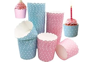 Dilightnews 100 Piezas Moldes de Papel para Magdalenas, Vasos de Papel para Muffins, para Cupcakes El Día de la Repostería, Cumpleaños, té, Bodas y Fiestas Herramienta