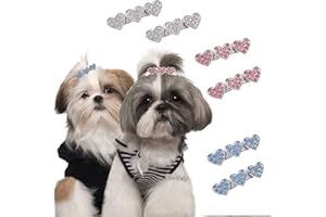 AMIJOUX 6 pz Fermagli per Capelli per Cani, Clip per Mollette con Strass in Cristallo per Animali Domestici per Clip A Corona per Orecchie di Cucciolo di Cane, Gatti Doggie Pets Hair Accessori