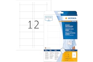 HERMA Lot de 300 recharges pour badges nominatifs - 12 étiquettes par feuille A4-25 feuilles - 75 x 40 mm - Inserts vierges pour badges nominatifs - Inserts imprimables pour imprimantes laser et jet