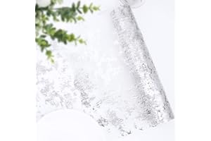 BETESSIN 29cm*9m Camino de Mesa Decorativo Plateado Rollo Tul Cinta de Mesa Metálica Brillante para Decoración Regalos Boda Fiesta Navidad Cumpleaños Bautizo Comunión Baby Shower Manualidades Sillas Falda