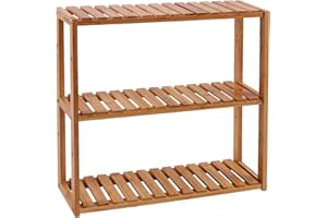SONGMICS Étagère Salle de Bain Bambou, 3 Niveaux, Support pour Plantes, Réglable, sur Pieds ou à Suspendre, pour Salon, Salle à Manger, Balcon, Cuisine, Couleur Boisée BCB13Y 60 x 15 x 54 cm