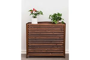 HRXQ Copri Condizionatore da Esterno in Legno Massiccio, Impermeabile Copricondizionatori Esterni Legno per Decorazione di Terrazze, Balconi E Patio(Small)