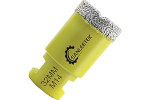 Foret Diamant Carrelage 32mm SANLEETEK Brasé Sous Vide Scie Cloche Diamant pour Céramique Porcelaine Marbre Granit Perçage à Sec M14 Filetage