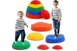 NUKDEY Pietre di bilanciamento, 6 pezzi impilabili e antiscivolo, per promuovere l'equilibrio, le capacità motorie e la coordinazione, per ragazzi e ragazze