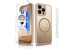 Dizn Magnetisk Fodral för iPhone 15 Pro Max Skal med Härdat Glas Skärmskydd, Kompatibelt med trådlös laddning, Matt Transluce