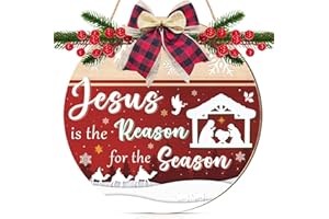 ANHUIB Weihnachten Dekoration Jesus Is The Reason for The Season Holzschild Christliche Holzschild Hängende Holzschilder Weihnachtsdeko Weihnachts Holz Deko Für Tür Fenster Eingang Weihnachtsfeiern