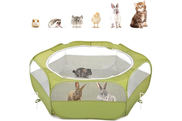 Pawaboo Parc pour Petits Animaux, Enclos Pliable Parc avec Fermeture Éclair pour Animal de Compagnie, Cages Tente Clôture d'exercice Transparente Respirante pour Chien, Chat, Lapin - Vert d'Avocat