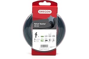 Oregon Nylium Star Shaped Strimmer Line Wire for Grass Trimmers and Brushcutters, Five Cutting Edges for Clean Finish, Professional Grade Heavy Duty Nylon, Fits Petrol Strimmers, 2mm-15m (‎581222)
