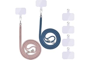 LINKBRO Uniwersalny łańcuszek na telefon komórkowy, smycz na telefon komórkowy, uniwersalny telefon komórkowy wiszący na szyi, z podkładką, smycz na telefon komórkowy, regulowana i zdejmowana, (2różowe złoto