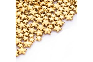 Lozadia 100g Edible Star Sprinkles Metalic Star Sprinkles Of Pearl Sugar Cake Sprinkles, Edible Cake Decorations, Sugar Balls for Cupcake Cakes Sprinkle On Birthday Wedding Party (Gold Stars)