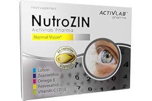 ‎ACTIVLAB Activlab Pharma NutroZIN – 60 Kapseln für Augengesundheit | Unterstützt Sehvermögen mit Omega-3, Lutein, Resveratrol & Vitaminen C, D, E | Reduziert Augenmüdigkeit & Schützt vor Netzhautdegeneration