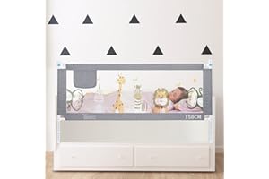 Sentasi Barrera Seguridad Cama Niños Portatil 150cm, Barandilla Cama Niños Anticaída con Elevación Vertical/Doble Cierre De Seguridad/Ajustable En Altura Barrera Cama - 1 Lado