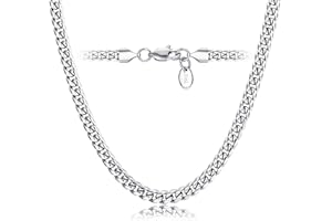 Roheafer Cadena de Plata/Cadena de Oro para Hombre Niño 316L Acero Inoxidable Cubano Cadena de Enlace para Mujer 4/5/6mm 18K Chapado en Oro Collar de Cadena Miami Curb 46/51/56/61/66/76 Centímetro