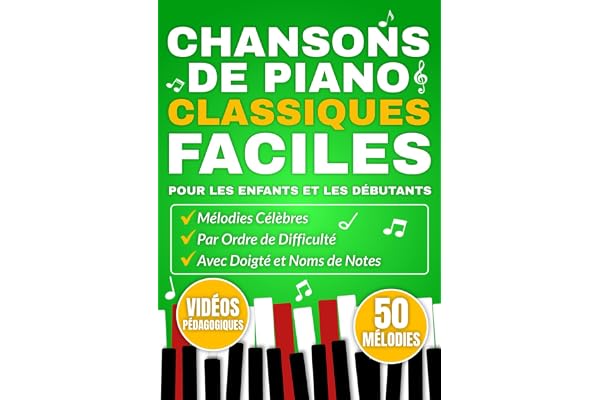 CHANSONS DE PIANO CLASSIQUES FACILES POUR LES ENFANTS ET LES DÉBUTANTS: Mélodies célèbres par ordre de difficulté avec doigté et noms de notes