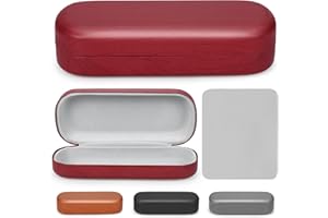 Pystuvo Hard Shell Glasses Case, Travel Portable Eyeglasses Cases Linen Fabric Protective with Cleaning Cloth Spectacle Cases for Women and Men Travel,Study,Work