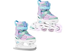 ‎RAVEN RAVEN 2in1 Schlittschuhe Inline Skates Inliner für Kinder Mädchen LED Leuchträder verstellbar