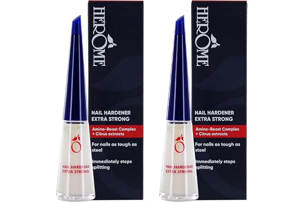 Herome 2-Pack Durcisseur Extra Fort Pour Ongles - Les Premiers Résultats Apparaissent Déjà Après 8 Jours! (Nail Hardener Extra Strong) - 2 * 10ml.