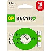 GP Batteries ReCyko 950mAh AAA İnce Kalem Ni-Mh Şarjlı Pil, 1.2 Volt, 6'Lı Kart