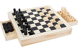 SMALL FOOT Set da giochi Scacchi, dama e mulino, Multicolore