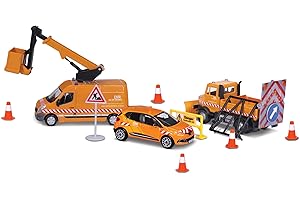 Bburago -1/43 Street Fire - Playset City Services - Assortiment Playset Services urbains Street Fire à l'échelle 1/43ème composé de 3 véhicules City Services 1/43 et de 8 Accessoires de signalisation