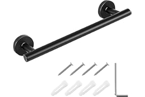 NEWELLSAIL Toallero Montado en la Pared Acabado Cepillado de Acero Inoxidable 304 Pequeño Soporte de Toalla para Baño y Cocina 30cm (Negro)