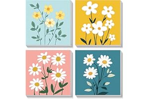 Bowetile 4 Pack Animal Pintar por Numeros Adultos Niños Principiantes con Marco, Kit DIY Cartoon Cuadros para Pintar por Numeros, Pintura Acrilica Manualidades Niña, Regalo 4-8-12+Años 20X20cm