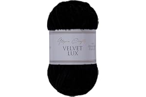Utopia Crafts Velvet Lux Super Soft Chunky Chenille Yarn Knitting Crochet 100g - 110m Black