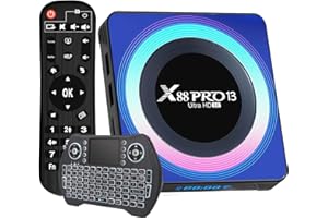 EASYTONE Android TV Box,2025 Smart TV Box Android 13.0 with 4GB RAM 32GB ROM Quad-Core 64bit CPU Support 4K 8K HD 3D Video WiFi6 5GHz/2.4GHz Dual WiFi Android Boxes with Mini Wireless Keyboard